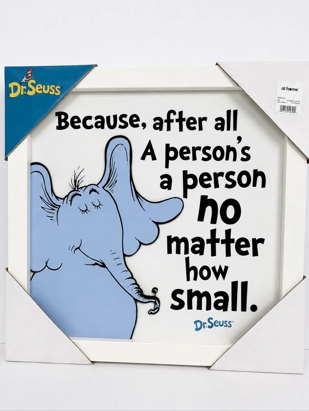 NWT Dr Seuss Glass Framed Wall Art Blue Red Nursery Kids Play Room Sz 12